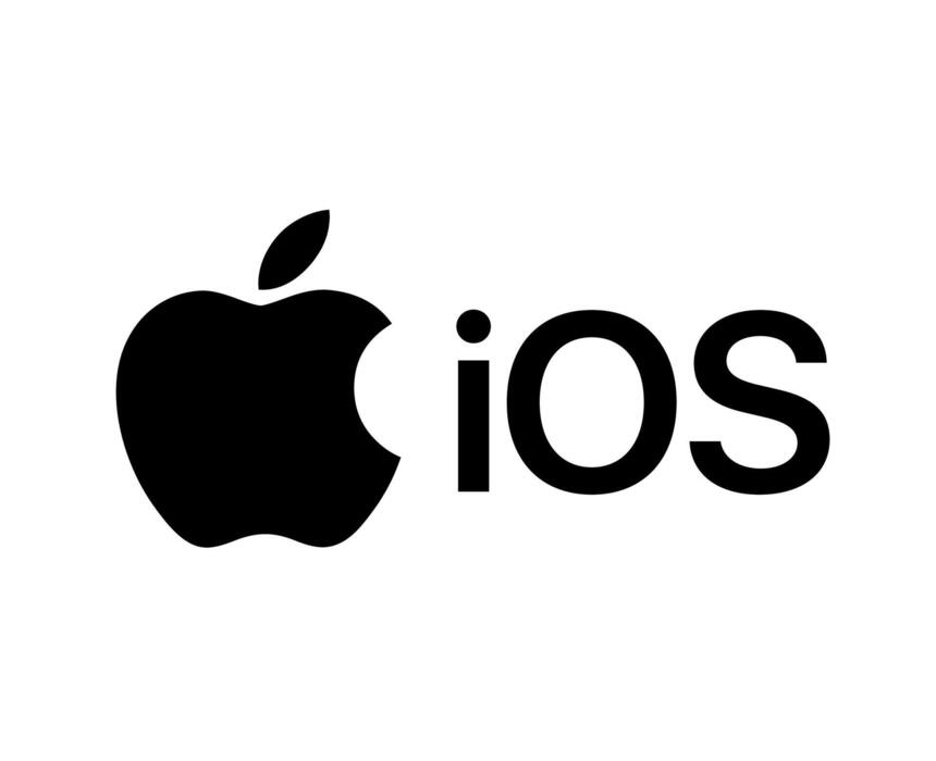 ios icon logo software phone apple symbol with name black design mobile illustration free vector